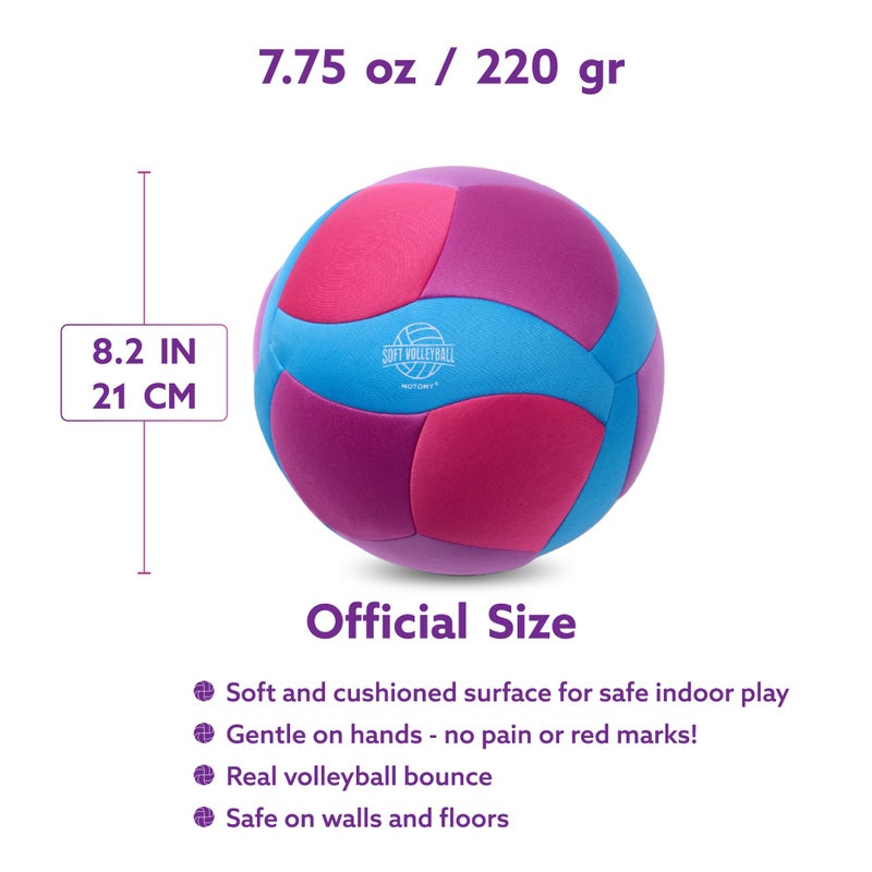 MOTOMYâ„¢ Indoor Soft Volleyball, Cushioned Fabric Training Ball for Kids & Youth, Quiet House Practice Design with Realistic Bounce & Lightweight Feel, Volleyball Gifts for Boys & Girls - Image 3