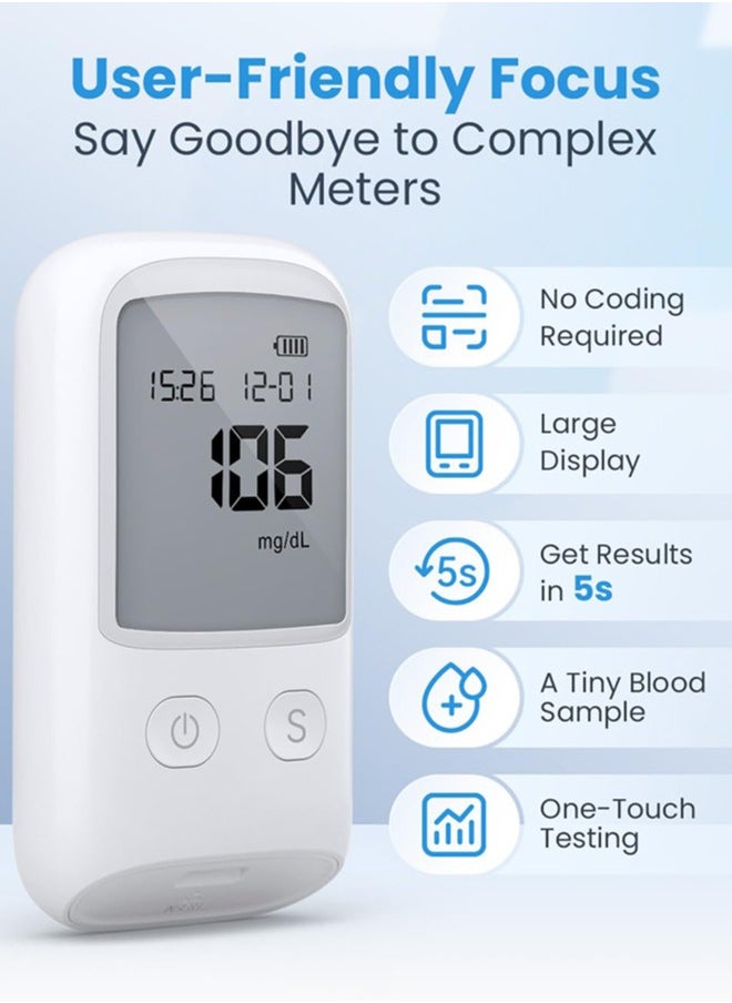 Chixing - Blood Glucose Meter Kit - Diabetes Testing Kit with Glucometer, Test Strips, Lancing Device, Lancets - Image 1