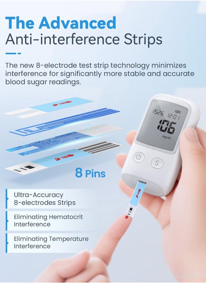 Chixing - Blood Glucose Meter Kit - Diabetes Testing Kit with Glucometer, Test Strips, Lancing Device, Lancets - Image 1