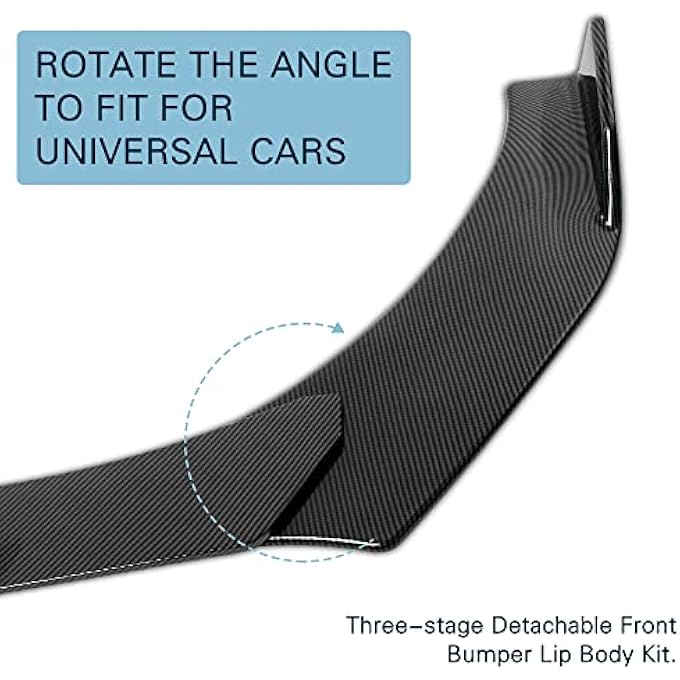 DREAMIZER Universal Front Bumper Lip Strut Rod Spoiler Wing Wide Body Kit Spoiler with Adjustable 8"-11" Support Splitter Rods (Red) - Carbon FiberRound Corner - Image 3