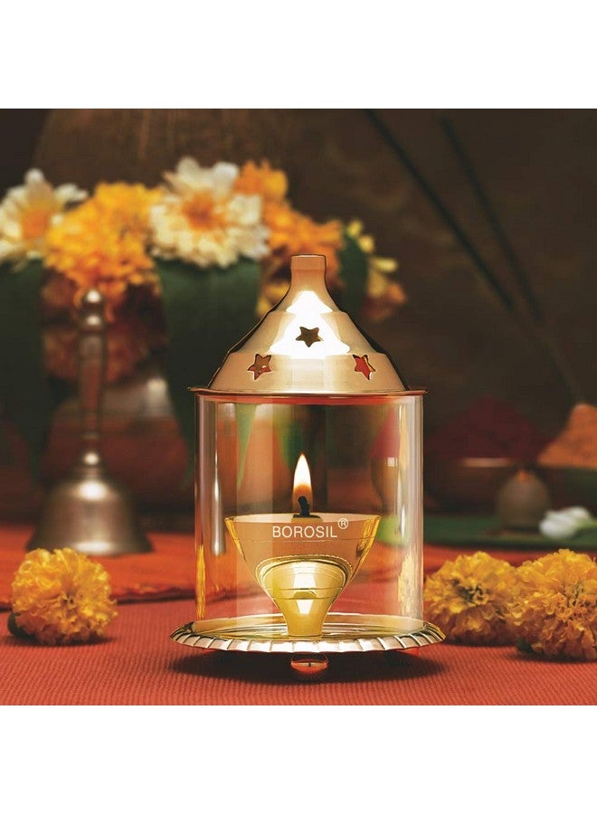 Borosil Akhand Diya (Small, Brass) - Image 1