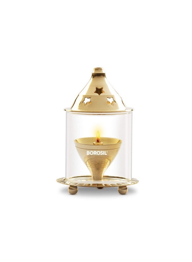 Borosil Akhand Diya (Small, Brass) - Image 2