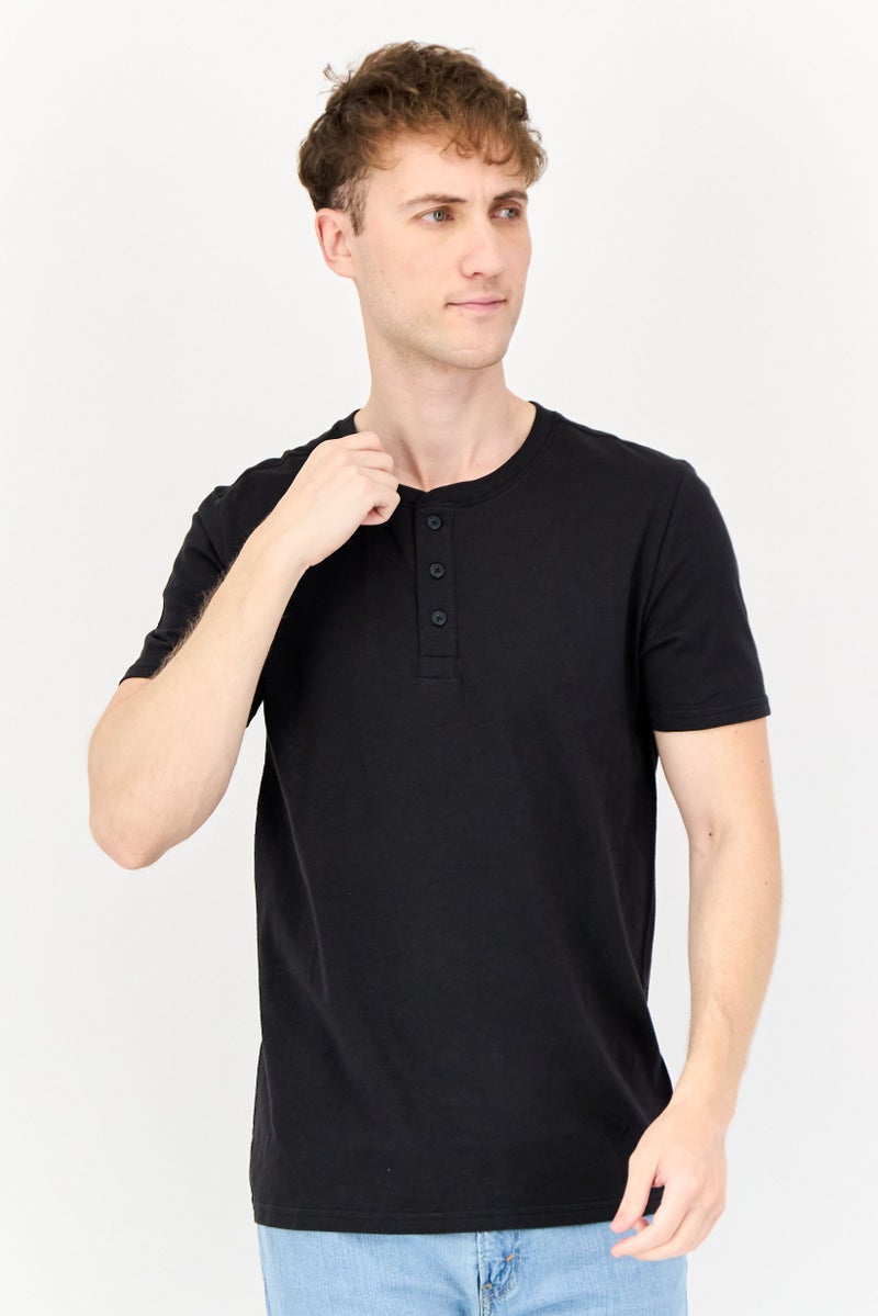 GAP Men Crew Neck Short Sleeves Plain T-Shirt, Black - Image 1