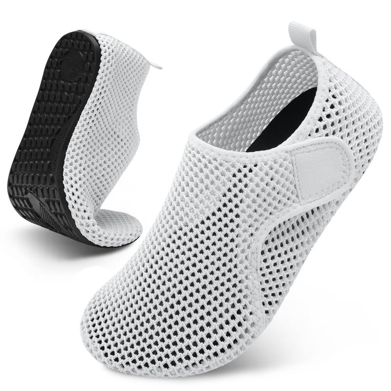Scurtain Men Water Shoes White Barefoot Beach Sand Shoes Wide Rubber Grounding Shoes White Womans Shower Shoes Slip on River Aqua Sock Shoes Size - Image 2