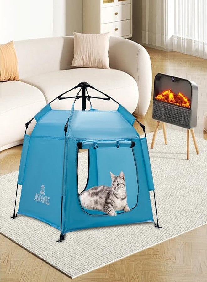 ASFANES Outdoor Pet Automatic Camping Tent, Pop up Cave Bed for Indoor Cats and Small Dogs, Portable Cat House Dog House, Sky Blue. (No Ventilation mesh, Door Must be Left Open for use) - Image 3