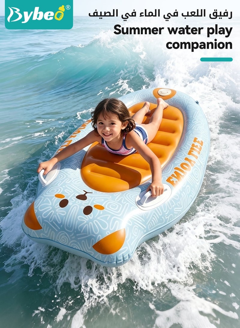 Bybeo Inflatable Kids Surf Body Board, Body Surfing Board with Handles, Lightweight Swimming Floating Surfboard Aid Mat, Portable Swimming Pool Float for Kids 3-12 Years Old, Press-Inflate - Image 3