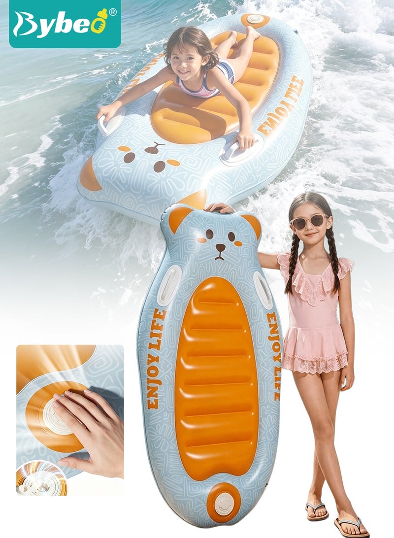Bybeo Inflatable Kids Surf Body Board, Body Surfing Board with Handles, Lightweight Swimming Floating Surfboard Aid Mat, Portable Swimming Pool Float for Kids 3-12 Years Old, Press-Inflate - Image 1