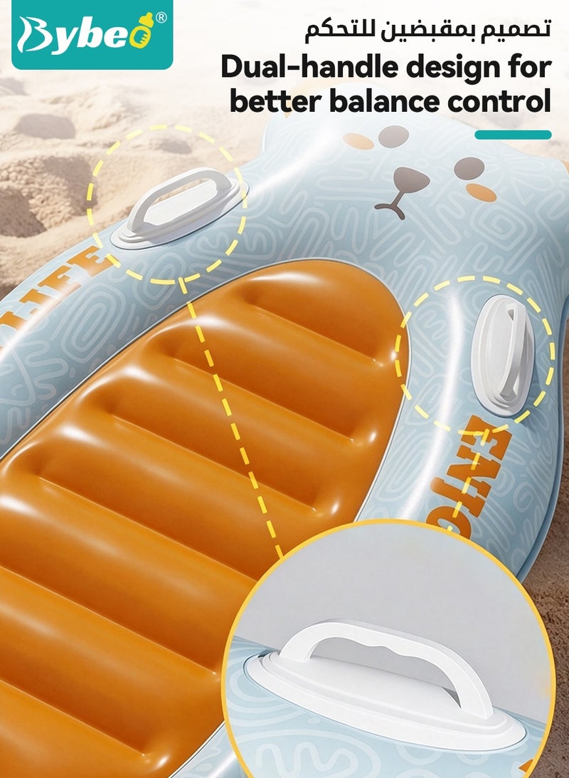 Bybeo Inflatable Kids Surf Body Board, Body Surfing Board with Handles, Lightweight Swimming Floating Surfboard Aid Mat, Portable Swimming Pool Float for Kids 3-12 Years Old, Press-Inflate - Image 5