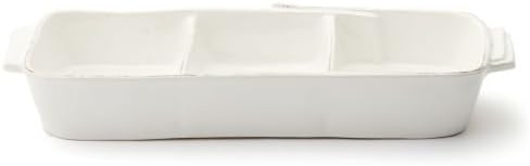 Vietri Vietri Lastra White Small ThreePart Server 135 Stoneware for Serving Condiments Snacks  Dips  - Image 1