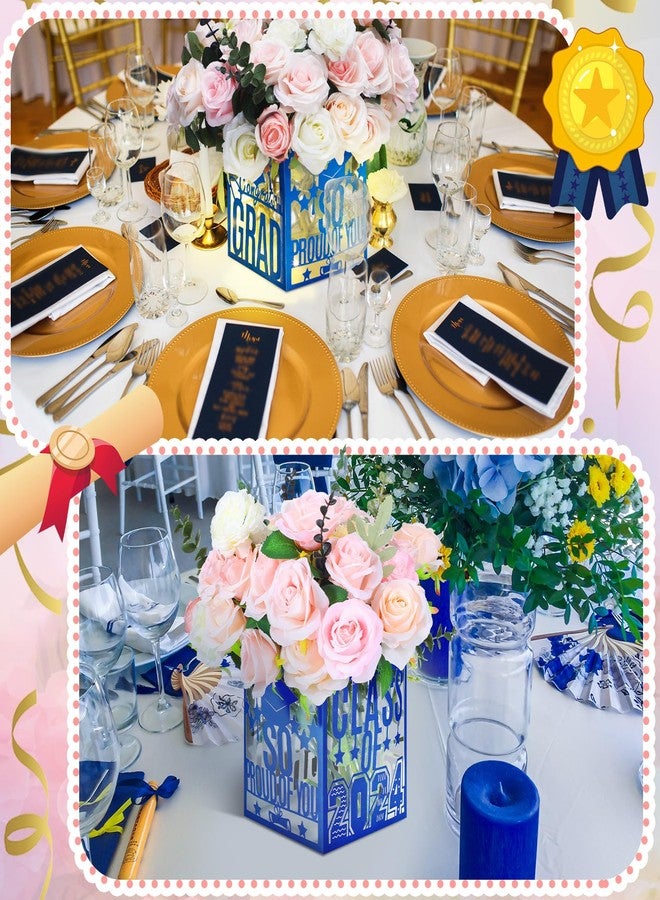 Resholder 8 Pcs Graduation Table Centerpieces Box Congrats Grad Party Favor with LED Light Class of 2025 Party centerpieces College Photo Props for Graduation Table Decoration(Blue) - Image 3