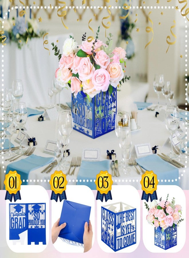 Resholder 8 Pcs Graduation Table Centerpieces Box Congrats Grad Party Favor with LED Light Class of 2025 Party centerpieces College Photo Props for Graduation Table Decoration(Blue) - Image 4