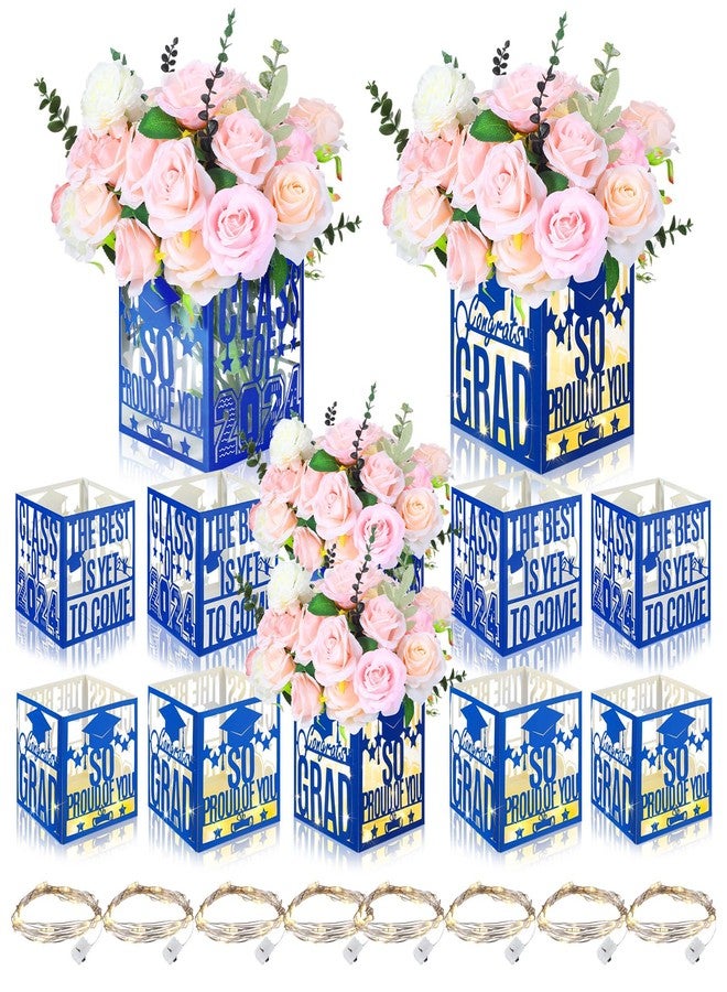 Resholder 8 Pcs Graduation Table Centerpieces Box Congrats Grad Party Favor with LED Light Class of 2025 Party centerpieces College Photo Props for Graduation Table Decoration(Blue) - Image 1