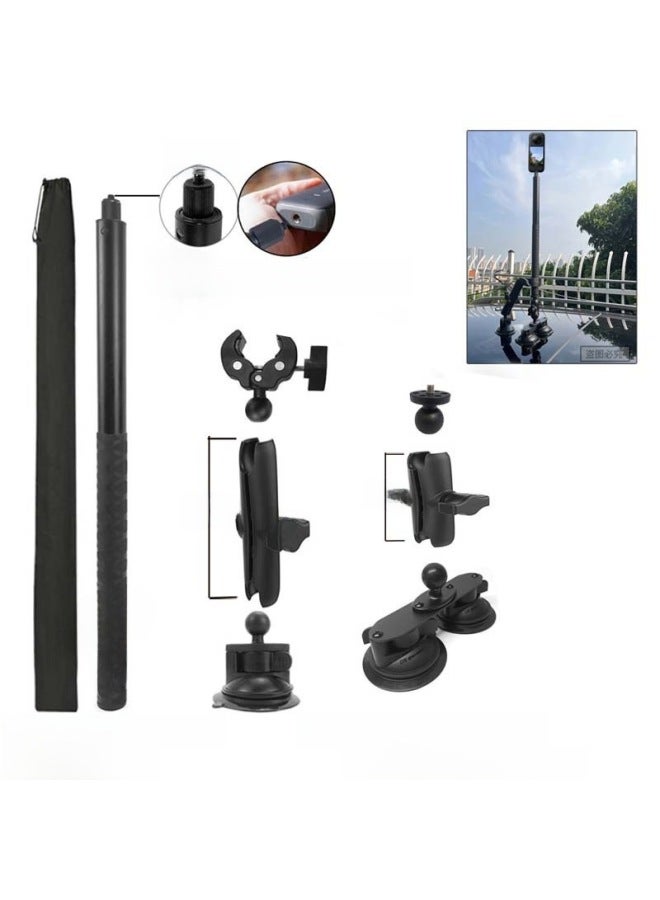 Car Suction Cup Third Person Shooting Accessories Insta360 Onex2RGoPro Selfie Stick Roof Bracket-Color:K06 Car Suction Cup Set 2 (15 Connecting Rod +6cm Connecting Rod) - Image 1