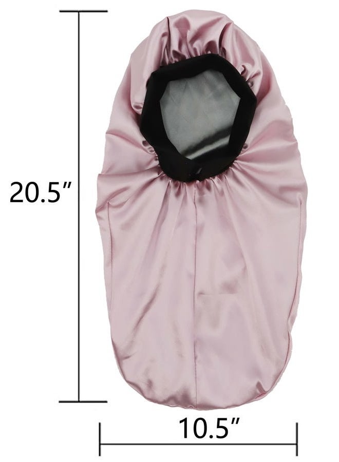 SENGTERM Kids Long Satin Bonnet Girls Sleeping Cap Braids Bonnet for Long Curly Hair, Kids Long Pink, L-XL - Image 3