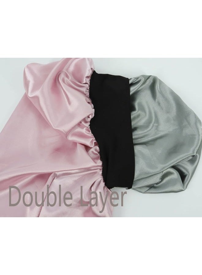 SENGTERM Kids Long Satin Bonnet Girls Sleeping Cap Braids Bonnet for Long Curly Hair, Kids Long Pink, L-XL - Image 5