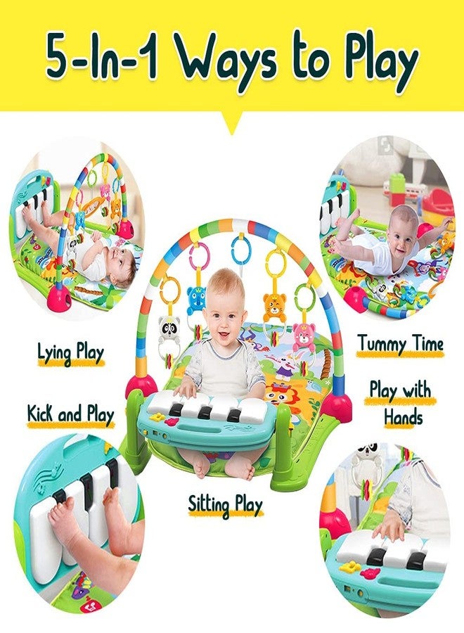 Kn2 MART Baby Gym Play Mat with Musical Piano Keyboard Hanging Rattles Tummy Time Floor Cushion Fun Activity Play Center Indoor Outdoor Toys for Infants and Toddlers (Multicolor) - Image 5