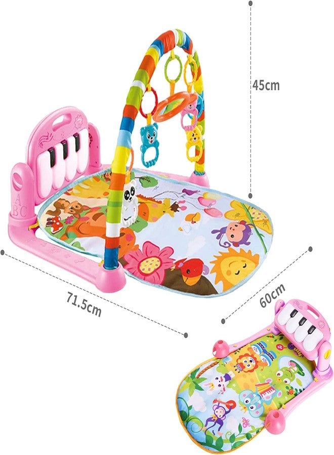 Kn2 MART Baby Gym Play Mat with Musical Piano Keyboard Hanging Rattles Tummy Time Floor Cushion Fun Activity Play Center Indoor Outdoor Toys for Infants and Toddlers (Multicolor) - Image 3