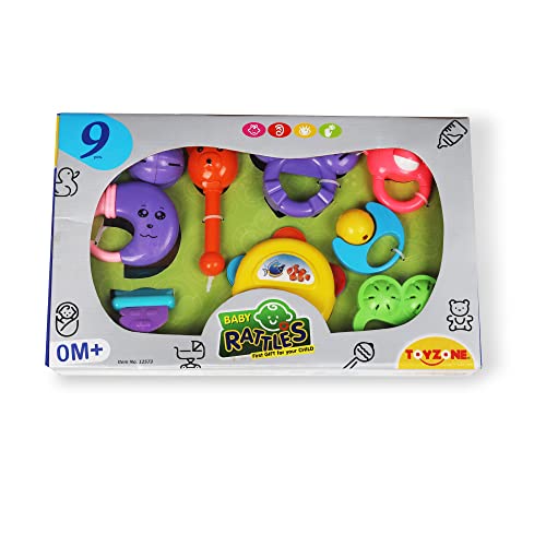 Toy Zone Toyzone Baby Rattles | Colorful Rattles for Little Babies | Cute Toys for Toddlers |Sound Toy | Attractive Rattle for New Born (Toyzone 9 Pcs. Baby Rattles-12573) - Image 4
