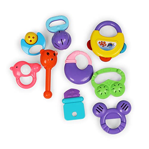 Toy Zone Toyzone Baby Rattles | Colorful Rattles for Little Babies | Cute Toys for Toddlers |Sound Toy | Attractive Rattle for New Born (Toyzone 9 Pcs. Baby Rattles-12573) - Image 1