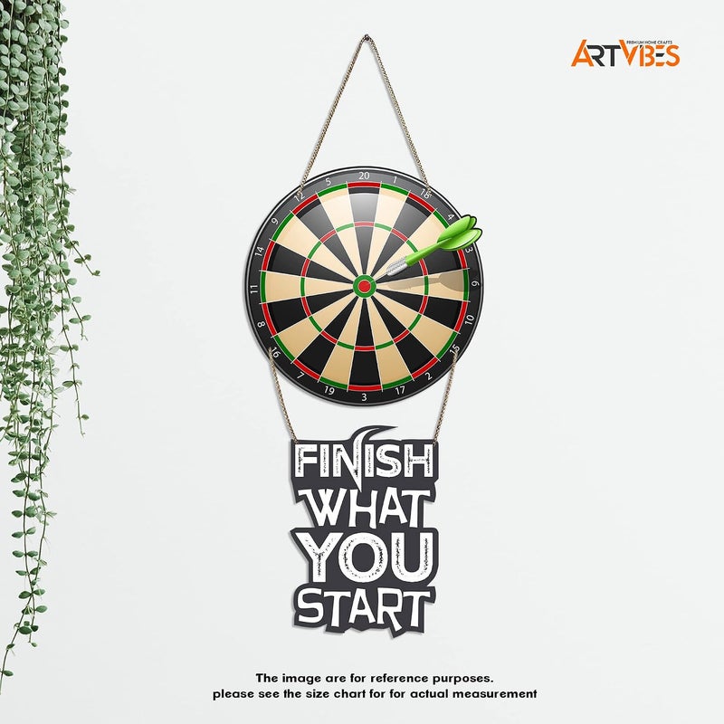 آرتفيب Finish What You Start Dart معلقة حائط خشبية | قطعة ديكور باقتباسات | ديكور حائط تحفيزي | بوستر حائط | قطعة فنية | فن جرافيك | هدايا | قطع ديكور مكتب (WH_5703N) - Image 4