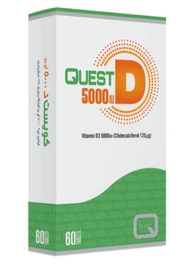 QuestD 5000 IU High-Potency Vitamin D3 Bone, Joint and Immune Support - 60 Tablets