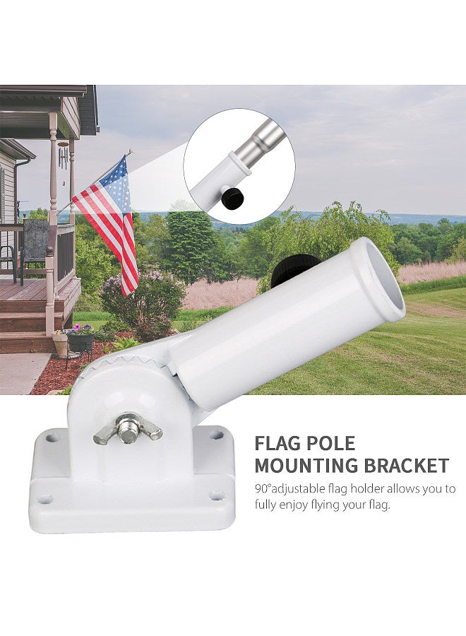 Generic 90°Adjustable Wall Flag Pole Base Flag Pole Mounting Bracket with Hardwares Aluminum Flag Holder Bracket  - Image 2