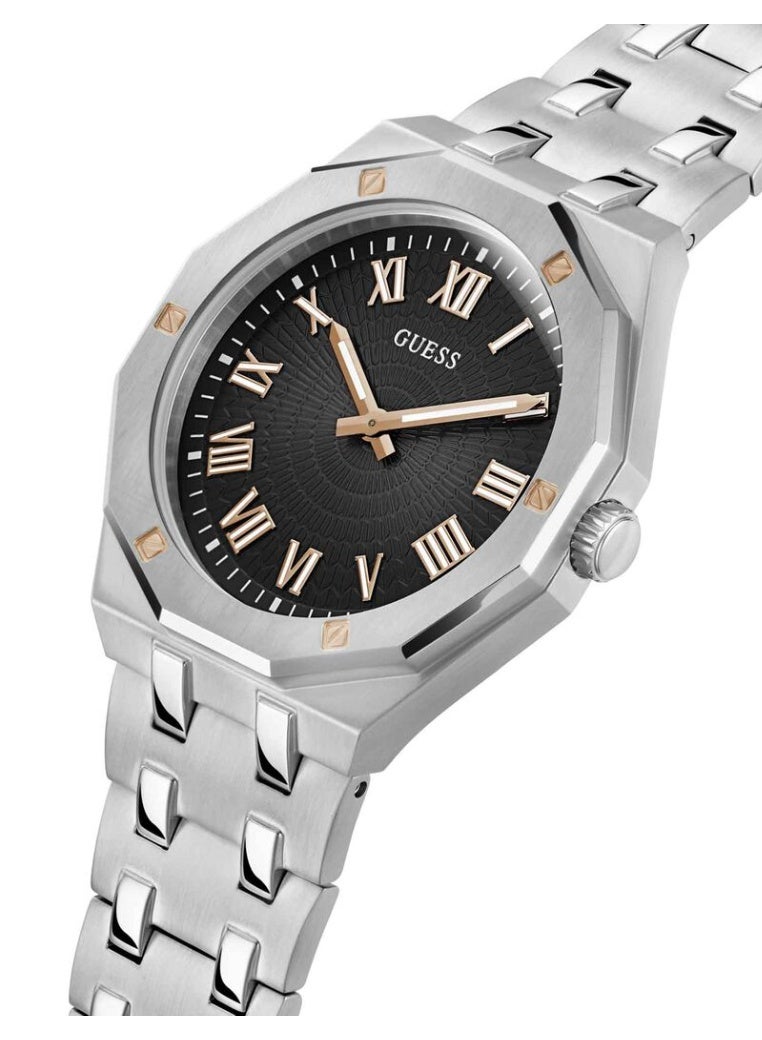 Guess men's stainless steel watch in silver with a black dial - GW0575G1 - Image 2