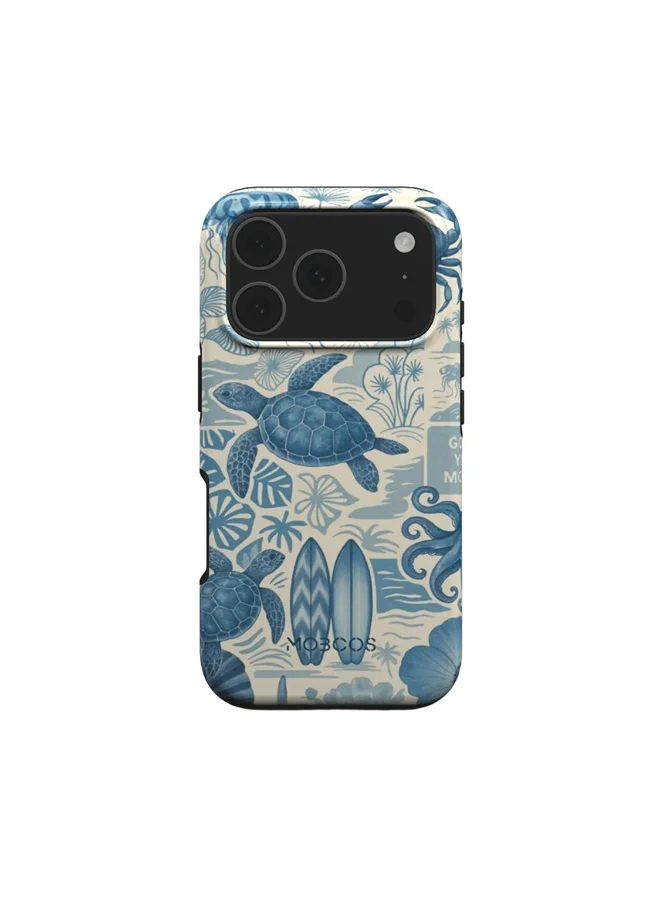 موبكوس جراب Mobcos المميز لهاتف iPhone 17 Pro Max Ocean Blueprint، متوافق مع غطاء هجين مزدوج الطبقات صلب + حماية سيليكون - غطاء مقاوم للخدوش والصدمات