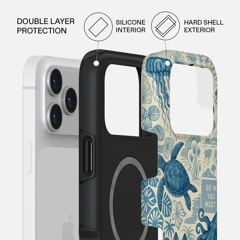 Mobcos Mobcos iPhone 17 Pro Max Ocean Blueprint Premium Case Compatible with Hybrid Dual-Layer Hard Shell + Silicone Protection - Scratch-Resistant Shockproof Mobile Cover