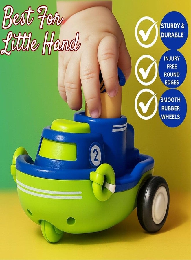 GRAPHENE Push N Go Boat Ship Engine Toy Friction Powered Car for Baby Unbreakable Press and Go Transport 360° Head Rotation Vehicles Gifts for Kids Boys Girls Toddlers Pack of 1 Multicolor - Image 3