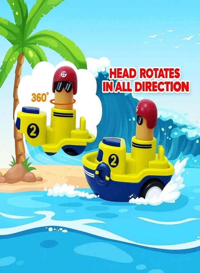 GRAPHENE Push N Go Boat Ship Engine Toy Friction Powered Car for Baby Unbreakable Press and Go Transport 360° Head Rotation Vehicles Gifts for Kids Boys Girls Toddlers Pack of 1 Multicolor - Image 4