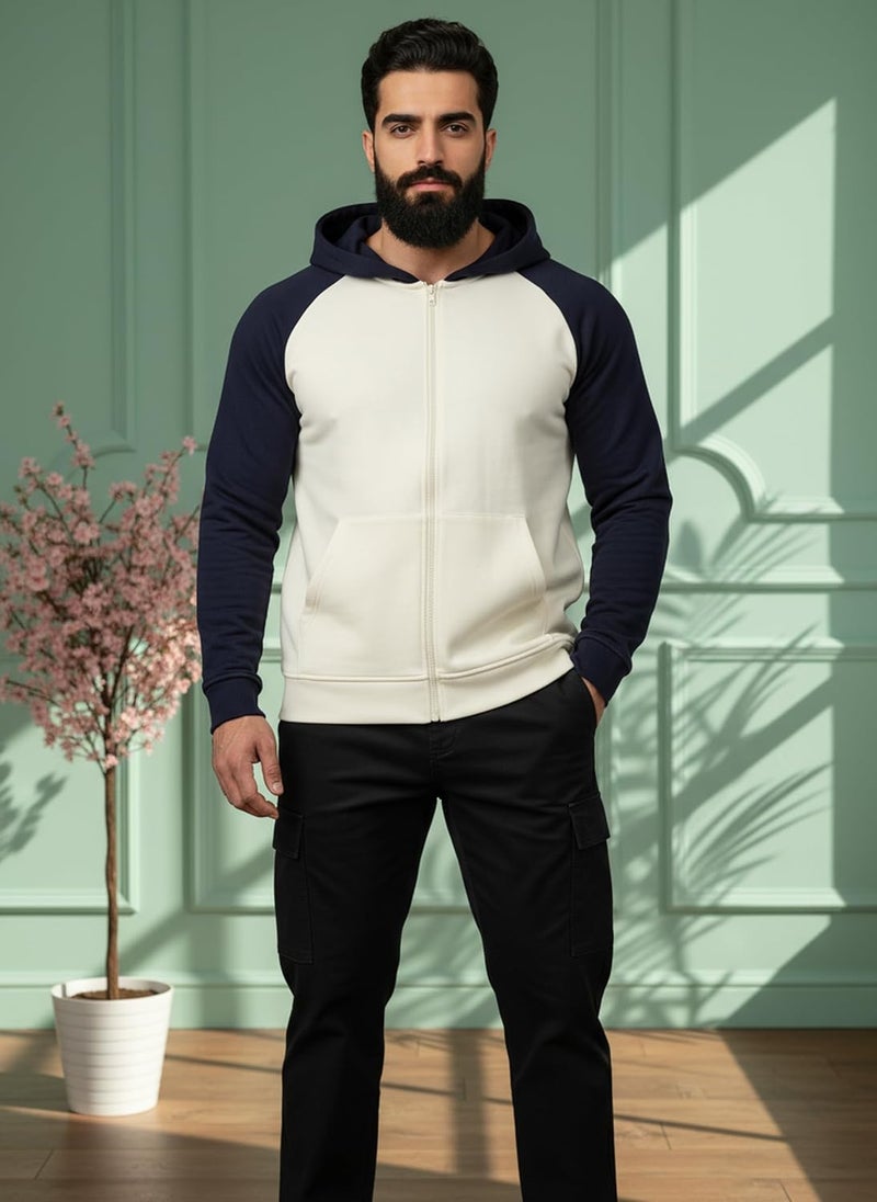 Celary Men's Colorblock Hoodie - Zip-Up Sweatshirt with Pockets - Casual Cotton Blend Jacket for Men - Image 5