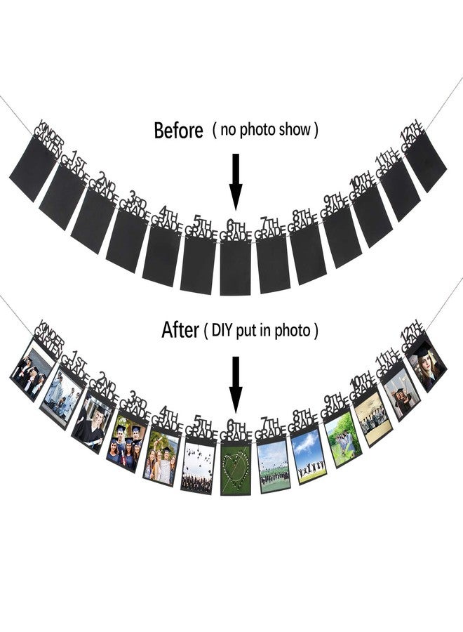 INNORU Graduation Photo Banner, Black 1st - 12th Grade Banner - Congrats Graduate Sign - Grad Photo Props Decorations Supplies - Image 2