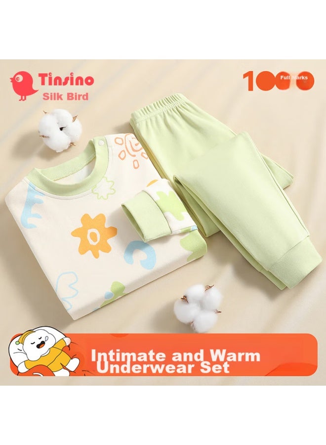 Tinsino Children's Pajamas, Boys And Girls Underwear Set, Cotton Sleepwear For Young Kids, Home Wear, Children's Clothing, Strawberry Little Flower Bear Desig - Image 1