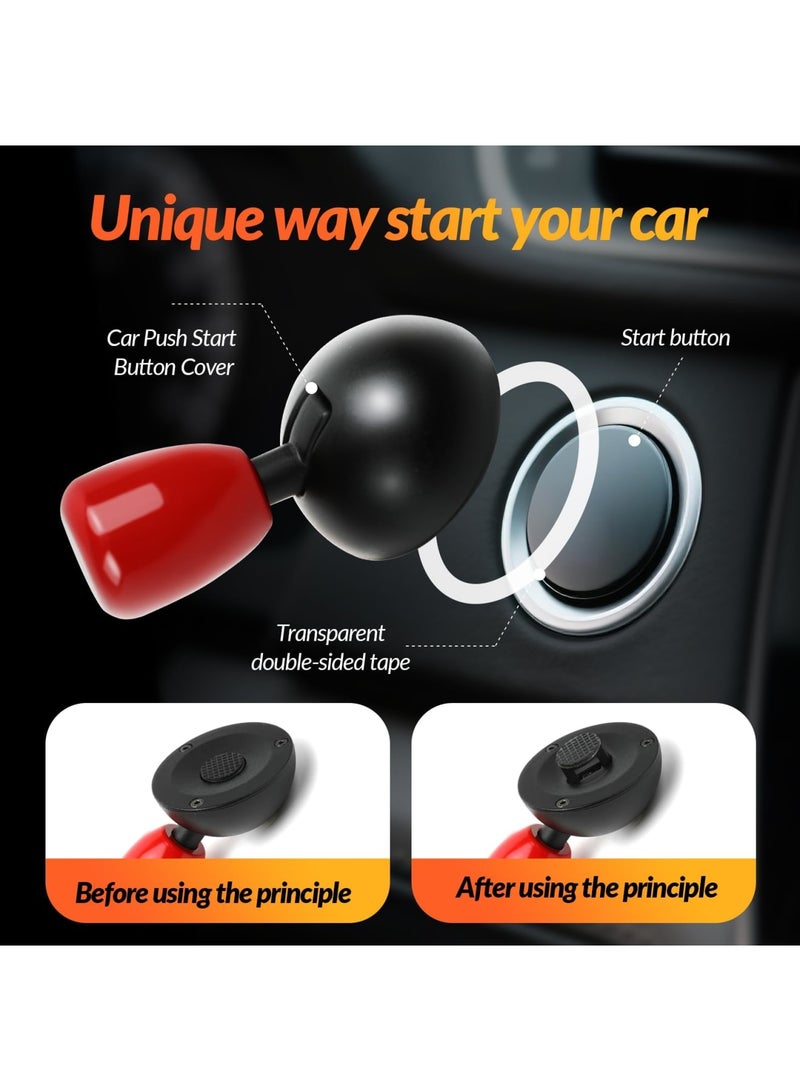 SYOSI Push Start Joystick, Metal Push to Start Accessories, Car Engine Start Stop Button Cover, Decorative Rocker Lever Design for Various Vehicle Models, Easy Installation (Red) - Image 2