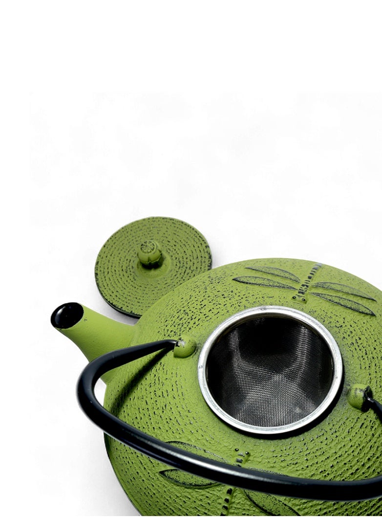 تيلاند غلاية شاي تي لاند يابانية Tetsubin من الحديد الزهر مع مصفاة من الفولاذ المقاوم للصدأ، باللون الأسود سعة 1.1 لتر، بتصميم اليعسوب الأخضر - Image 2