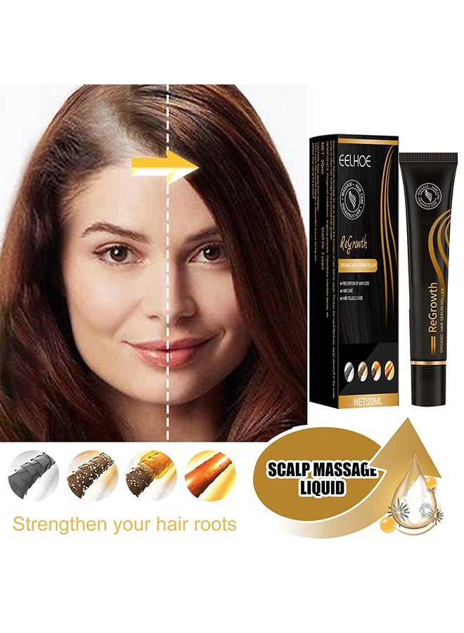 EELHOE Regrowth Organic Hair Serum Roller, Herbal Rolling Ball Massage Hair Reactive Serum, Hair Growth Serum for Natural Hair, for Stronger, Thicker Hair, for Receding Hairline & Pattern Baldness 20ml - Image 2