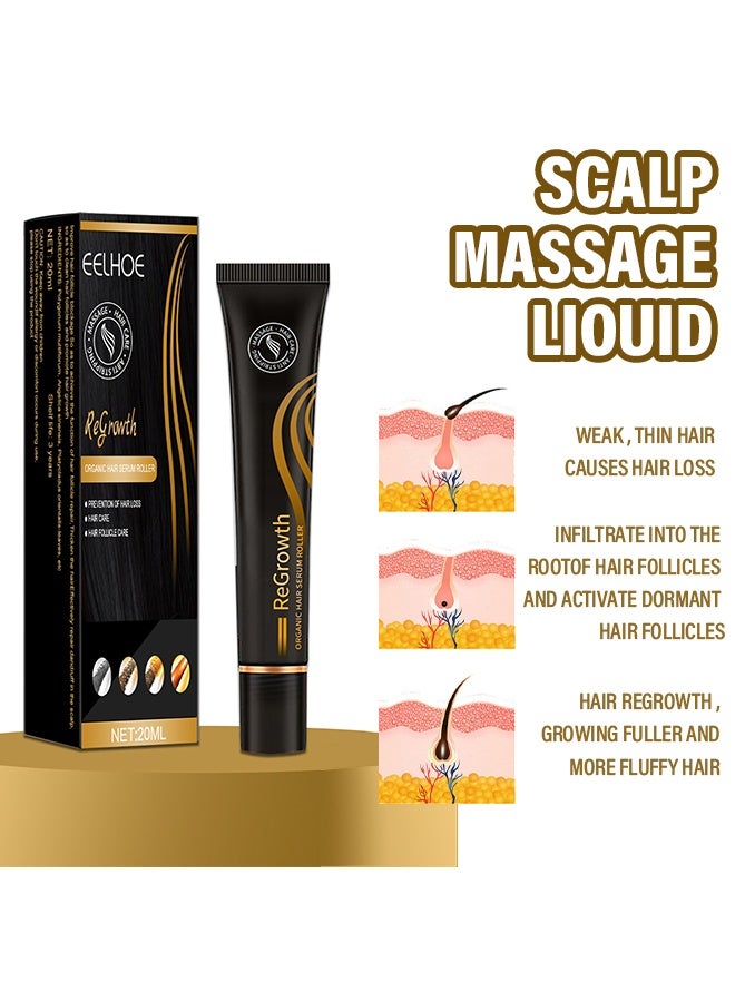 EELHOE Regrowth Organic Hair Serum Roller, Herbal Rolling Ball Massage Hair Reactive Serum, Hair Growth Serum for Natural Hair, for Stronger, Thicker Hair, for Receding Hairline & Pattern Baldness 20ml - Image 5
