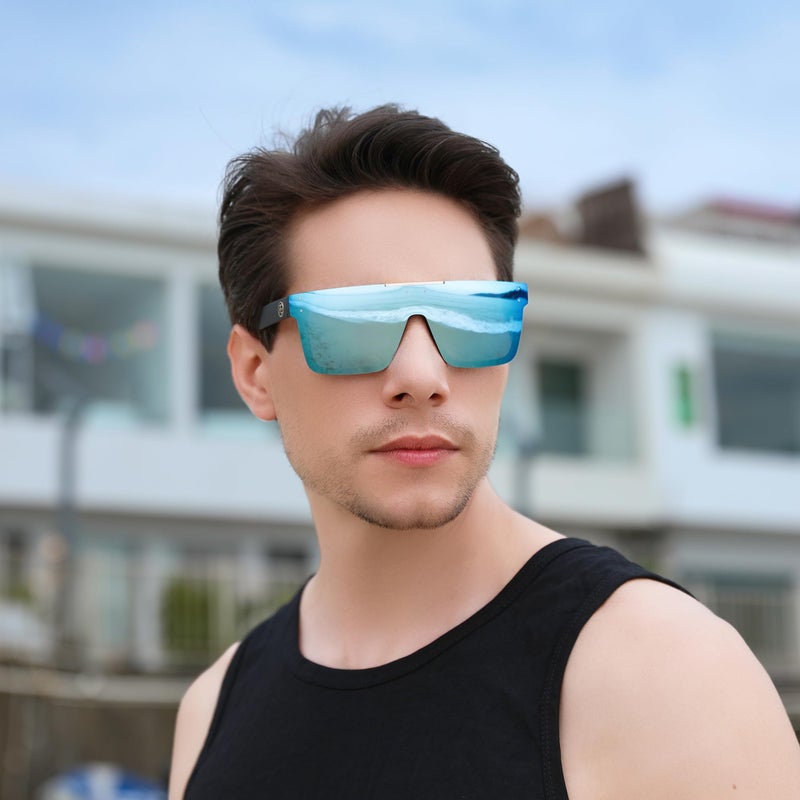FEISEDY Men Sunglasses Polarized Oversized Square Flat Top Cycling Running Fishing Golf Hiking Sports B2990 - Image 2
