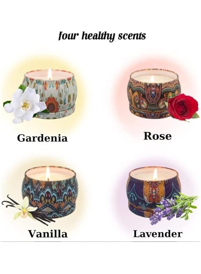 The Bros Scented Candles Gift Set for Women, Natural Soy Wax & Essential Oil, Aromatherapy Candles. Lavender, Rose, Gardenia and Vanilla. Birthday, Valentine's Day, Mother's Day Birthday Christmas Thanksgiving - Image 2