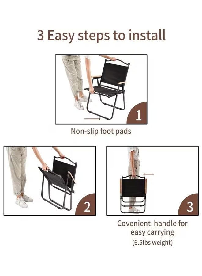 بيوينتي قابل للطي كرسي التخييم كرسي نزهة من الألومنيوم القوي ، كرسي قابل للطي في الهواء الطلق ، كرسي التخييم المحمول ، كرسي معدات التخييم الخفيفة للغاية ، مقعد حديقة خشبية مستقرة في الهواء الطلق - كرسي سفر أكسفورد الخفيف للغاية للمشي لمخيم في الهواء الطلق ، السفر ، نزهة ، المشي لمسافات طويلة ، ركوب الظهر ، (أسود) - Image 5