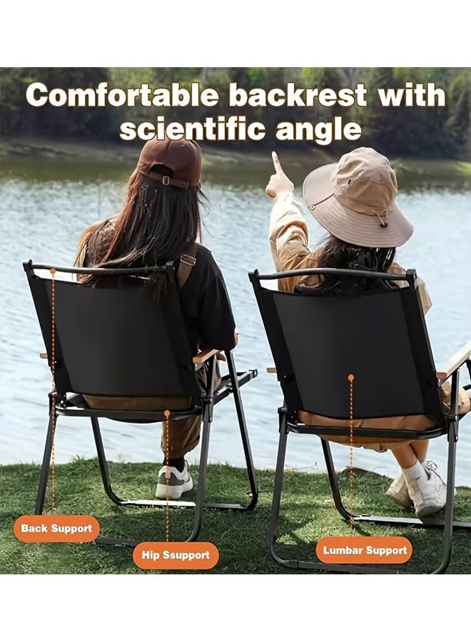 بيوينتي قابل للطي كرسي التخييم كرسي نزهة من الألومنيوم القوي ، كرسي قابل للطي في الهواء الطلق ، كرسي التخييم المحمول ، كرسي معدات التخييم الخفيفة للغاية ، مقعد حديقة خشبية مستقرة في الهواء الطلق - كرسي سفر أكسفورد الخفيف للغاية للمشي لمخيم في الهواء الطلق ، السفر ، نزهة ، المشي لمسافات طويلة ، ركوب الظهر ، (أسود) - Image 3