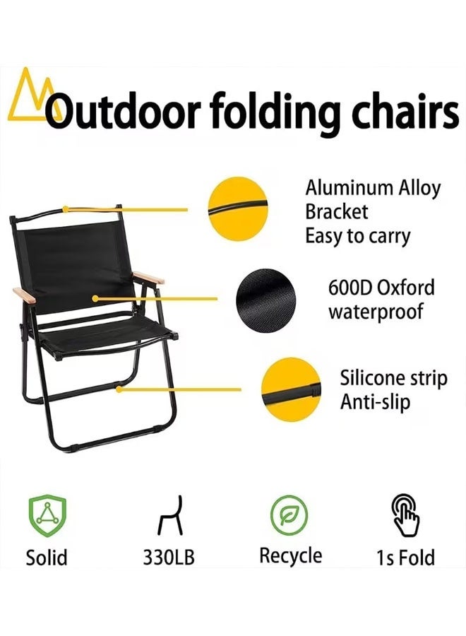 بيوينتي قابل للطي كرسي التخييم كرسي نزهة من الألومنيوم القوي ، كرسي قابل للطي في الهواء الطلق ، كرسي التخييم المحمول ، كرسي معدات التخييم الخفيفة للغاية ، مقعد حديقة خشبية مستقرة في الهواء الطلق - كرسي سفر أكسفورد الخفيف للغاية للمشي لمخيم في الهواء الطلق ، السفر ، نزهة ، المشي لمسافات طويلة ، ركوب الظهر ، (أسود) - Image 4