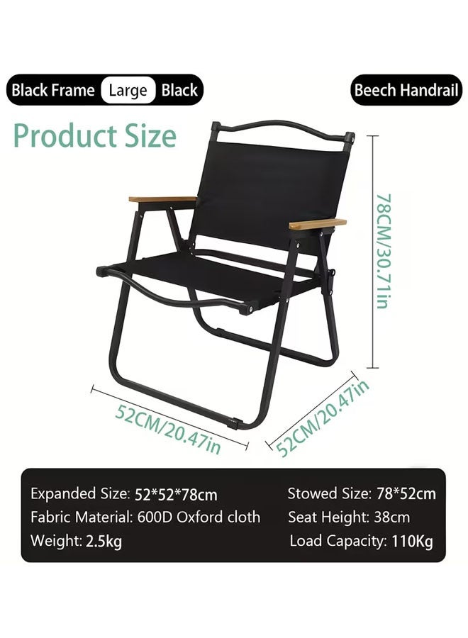 بيوينتي قابل للطي كرسي التخييم كرسي نزهة من الألومنيوم القوي ، كرسي قابل للطي في الهواء الطلق ، كرسي التخييم المحمول ، كرسي معدات التخييم الخفيفة للغاية ، مقعد حديقة خشبية مستقرة في الهواء الطلق - كرسي سفر أكسفورد الخفيف للغاية للمشي لمخيم في الهواء الطلق ، السفر ، نزهة ، المشي لمسافات طويلة ، ركوب الظهر ، (أسود) - Image 2