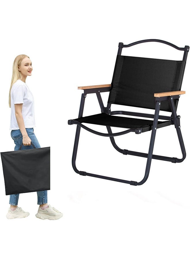 بيوينتي قابل للطي كرسي التخييم كرسي نزهة من الألومنيوم القوي ، كرسي قابل للطي في الهواء الطلق ، كرسي التخييم المحمول ، كرسي معدات التخييم الخفيفة للغاية ، مقعد حديقة خشبية مستقرة في الهواء الطلق - كرسي سفر أكسفورد الخفيف للغاية للمشي لمخيم في الهواء الطلق ، السفر ، نزهة ، المشي لمسافات طويلة ، ركوب الظهر ، (أسود) - Image 1