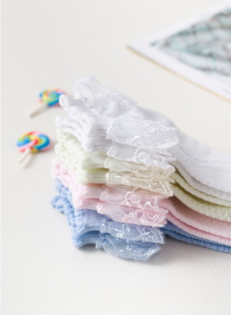 4 Pairs of Princess Lace Socks for Girls, Crew Socks for Girls - Image 4