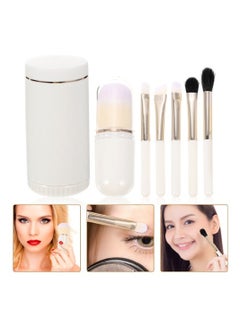 KASTWAVE Travel Makeup Brushes Set, Premium Synthetic Foundation Powder Concealers Eye Shadows Makeup Brush Set with Mirror, 7Pcs (White)  - Image 4
