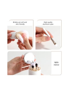 KASTWAVE Travel Makeup Brushes Set, Premium Synthetic Foundation Powder Concealers Eye Shadows Makeup Brush Set with Mirror, 7Pcs (White)  - Image 3