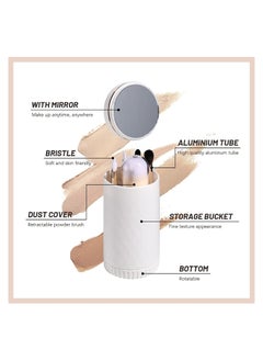 KASTWAVE Travel Makeup Brushes Set, Premium Synthetic Foundation Powder Concealers Eye Shadows Makeup Brush Set with Mirror, 7Pcs (White)  - Image 5