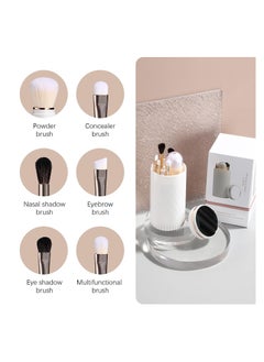 KASTWAVE Travel Makeup Brushes Set, Premium Synthetic Foundation Powder Concealers Eye Shadows Makeup Brush Set with Mirror, 7Pcs (White)  - Image 2